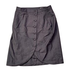 J Peterman Company Women's Charcoal Wool Pencil Knee Length‎ Skirt Size 8